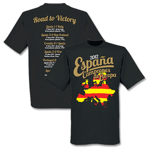 2012 Spain European Road To Victory T-Shirt - Black