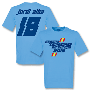 2012 Spain Jordi Alba Campeones Graphic T-Shirt - Sky