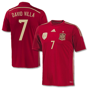Spain Home David Villa Shirt 2014 2015