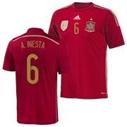 Spain Home Shirt 2013/15 - Kids with A.Iniesta 6 printing
