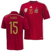 Spain Home Shirt 2013/15 - Kids with Ramos 15 printing
