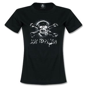 St Pauli Womens Spray Paint Skull T-Shirt - Black