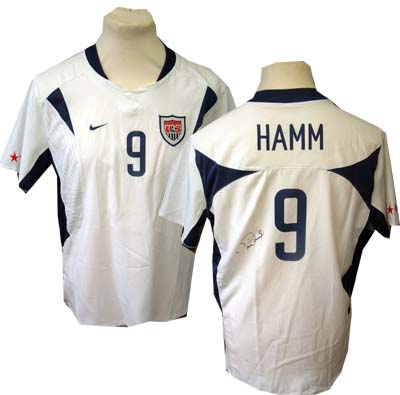 Mia Hamm signed USA match worn shirt with profile