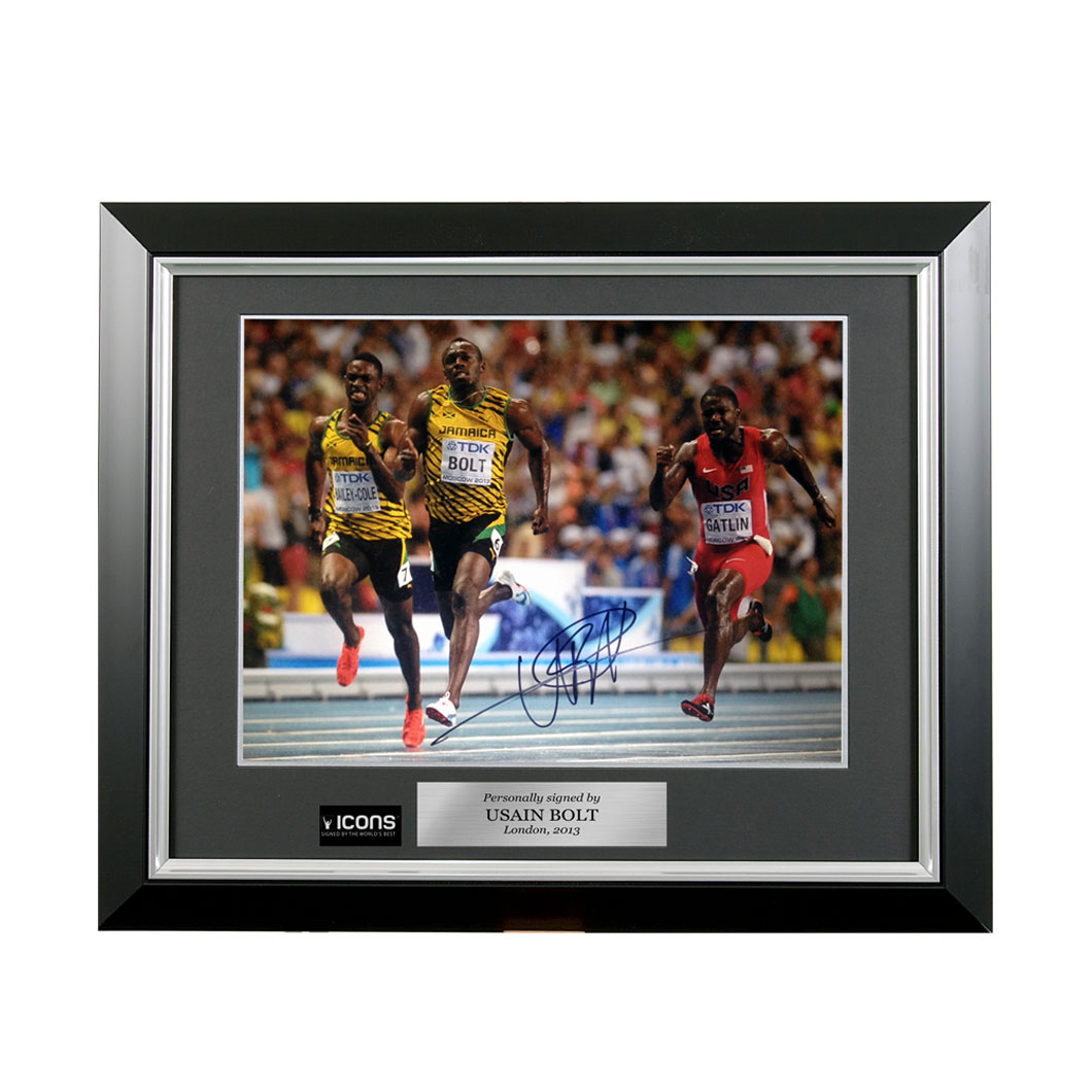 Usain Bolt Signed Moscow 100m Final Photo