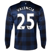 Manchester United Away Shirt 2013/14 - Long Sleeved - Kids with Valencia 25 printing