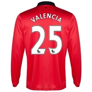 Manchester United Home Shirt 2013/14 - Long Sleeved with Valencia 25 printing
