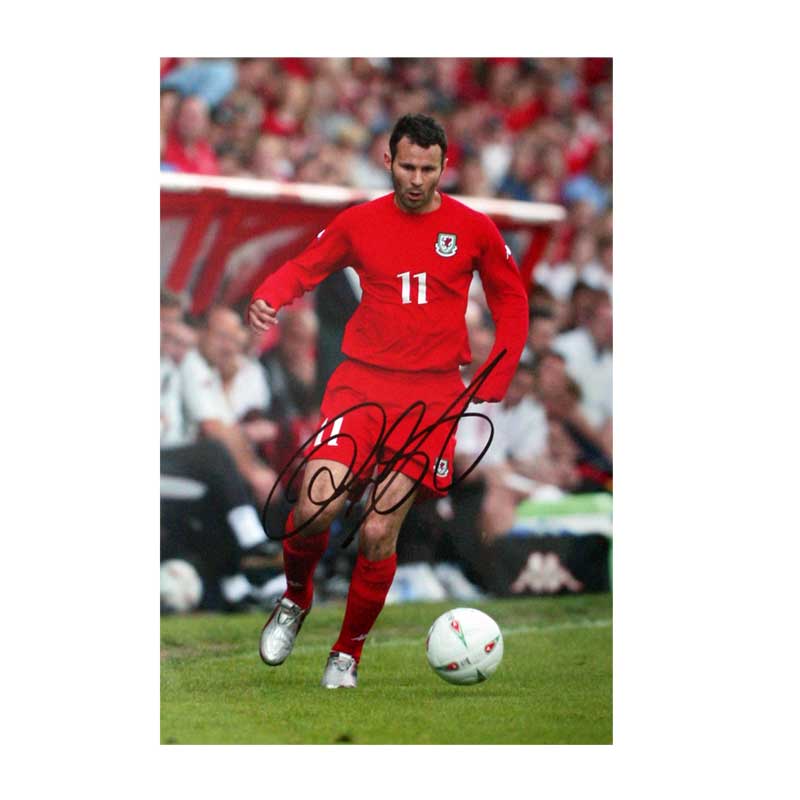 Ryan Giggs Signed Photo - In Action for Wales