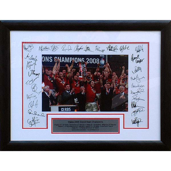 Wales 2008 Grand Slam signed and framed presentation