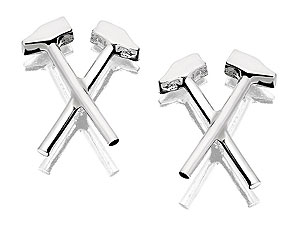 Sterling Silver West Ham FC Crossed Hammers Earrings 15mm - 102521